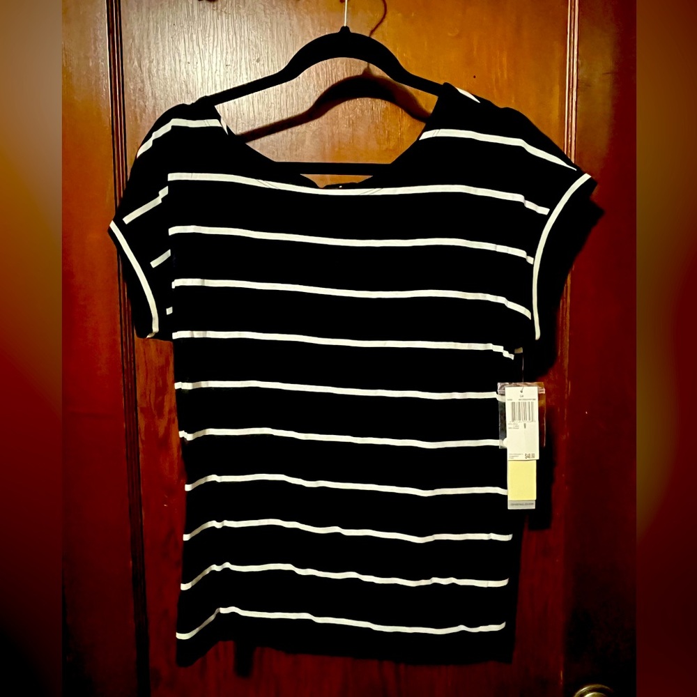 Black & White Striped Knit Top